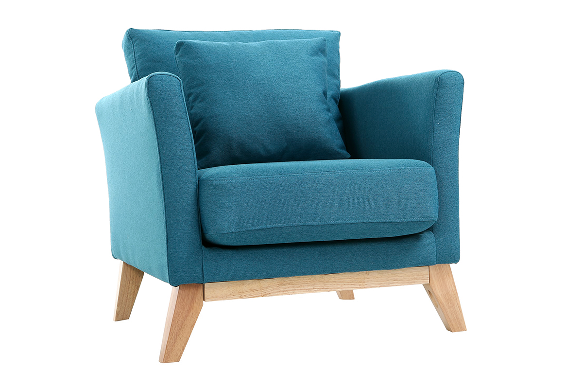 Poltrona scandinava foglia di tè piedi in legno chiaro OSLO