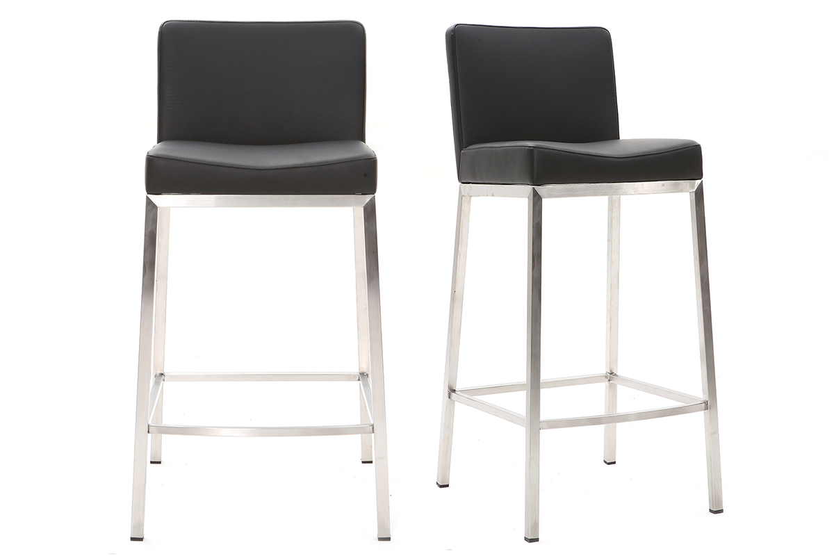 Tabourets de bar design noirs H66 cm (lot de 2) EPSILON