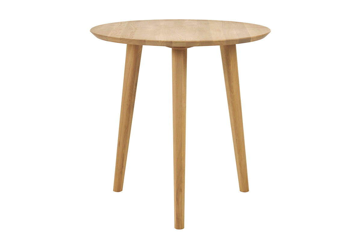 Table à manger ronde en bois clair chêne massif D75 cm OKSANA