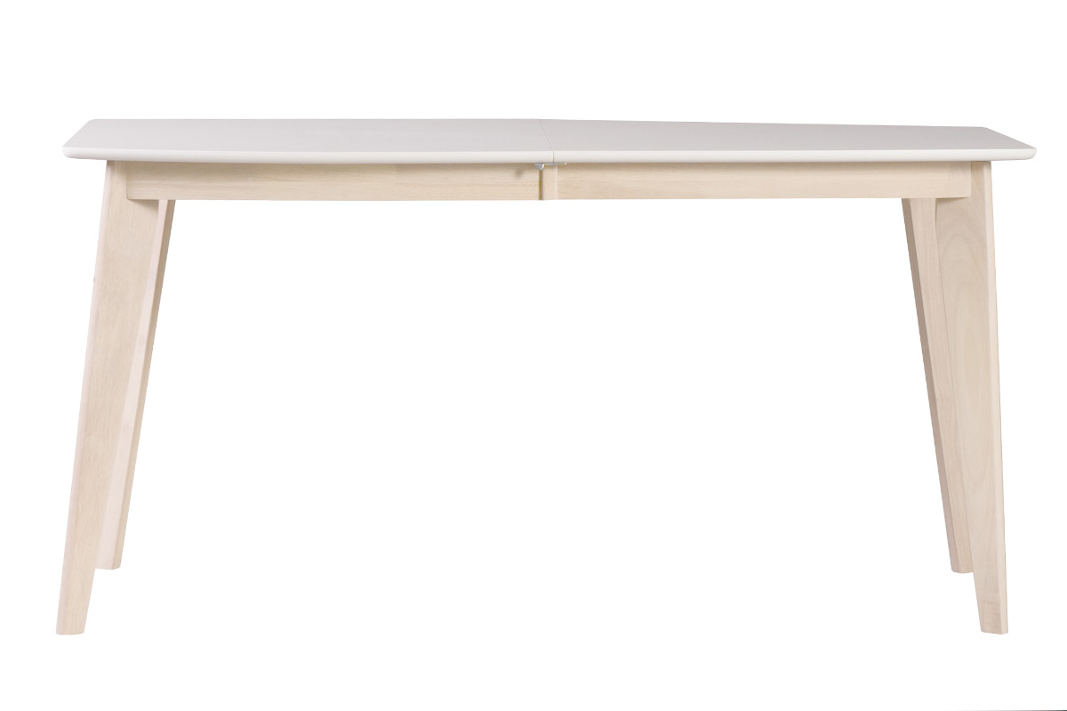 Table à manger extensible scandinave blanc et bois clair L150-200 cm LEENA