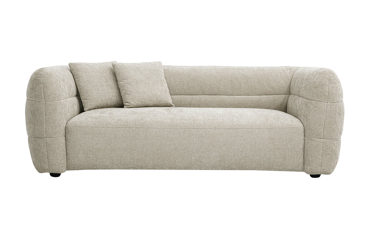 Canapé 3 places en tissu effet velours texturé beige JOYA
