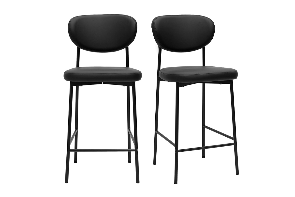 Tabourets de bar fixes noirs H65 cm (lot de 2) BREKA
