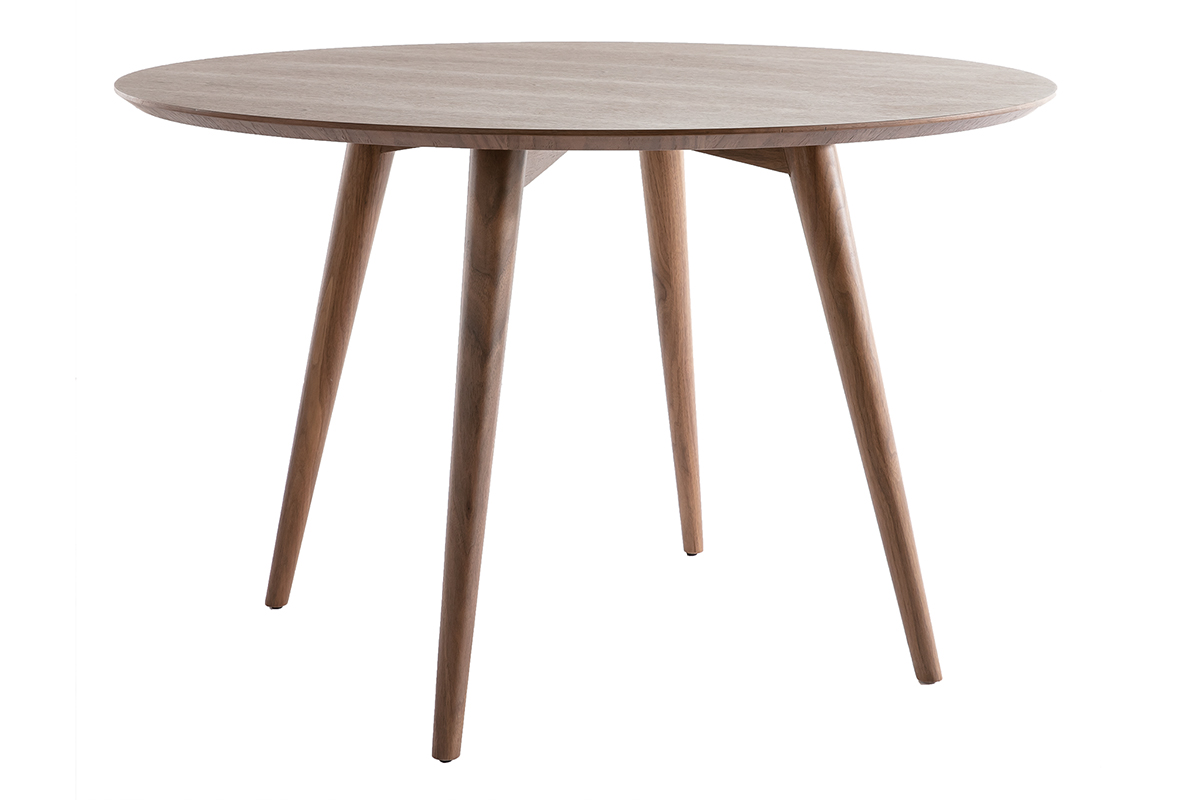 Table à manger design ronde noyer D120 cm LIVIA