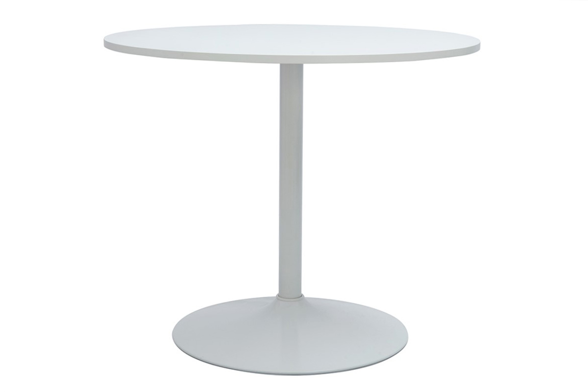 Table à manger design ronde blanche D90 cm CALISTA