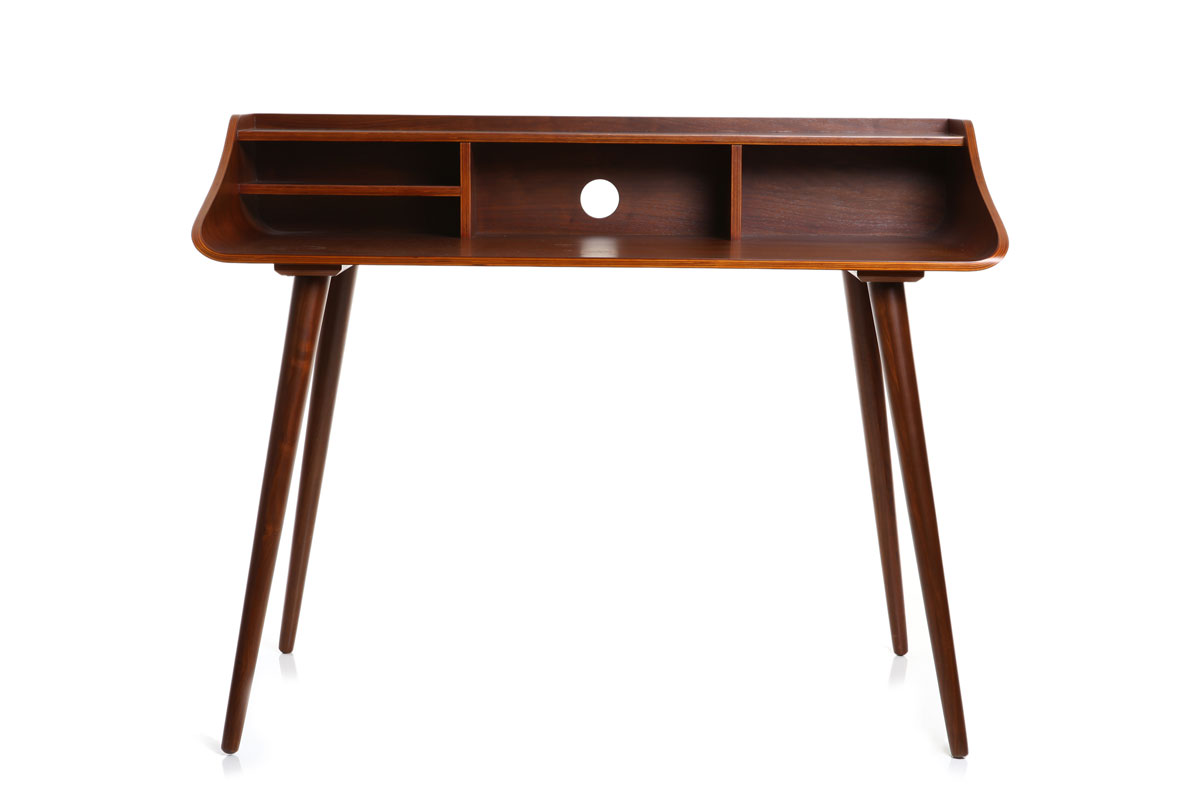 Bureau avec rangements vintage bois foncé L120 cm NORDECO