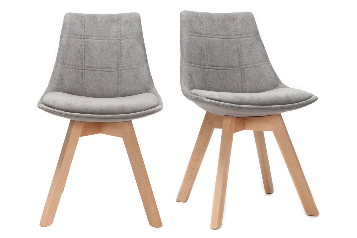 Chaises scandinaves en tissu gris et bois clair (lot de 2) MATILDE