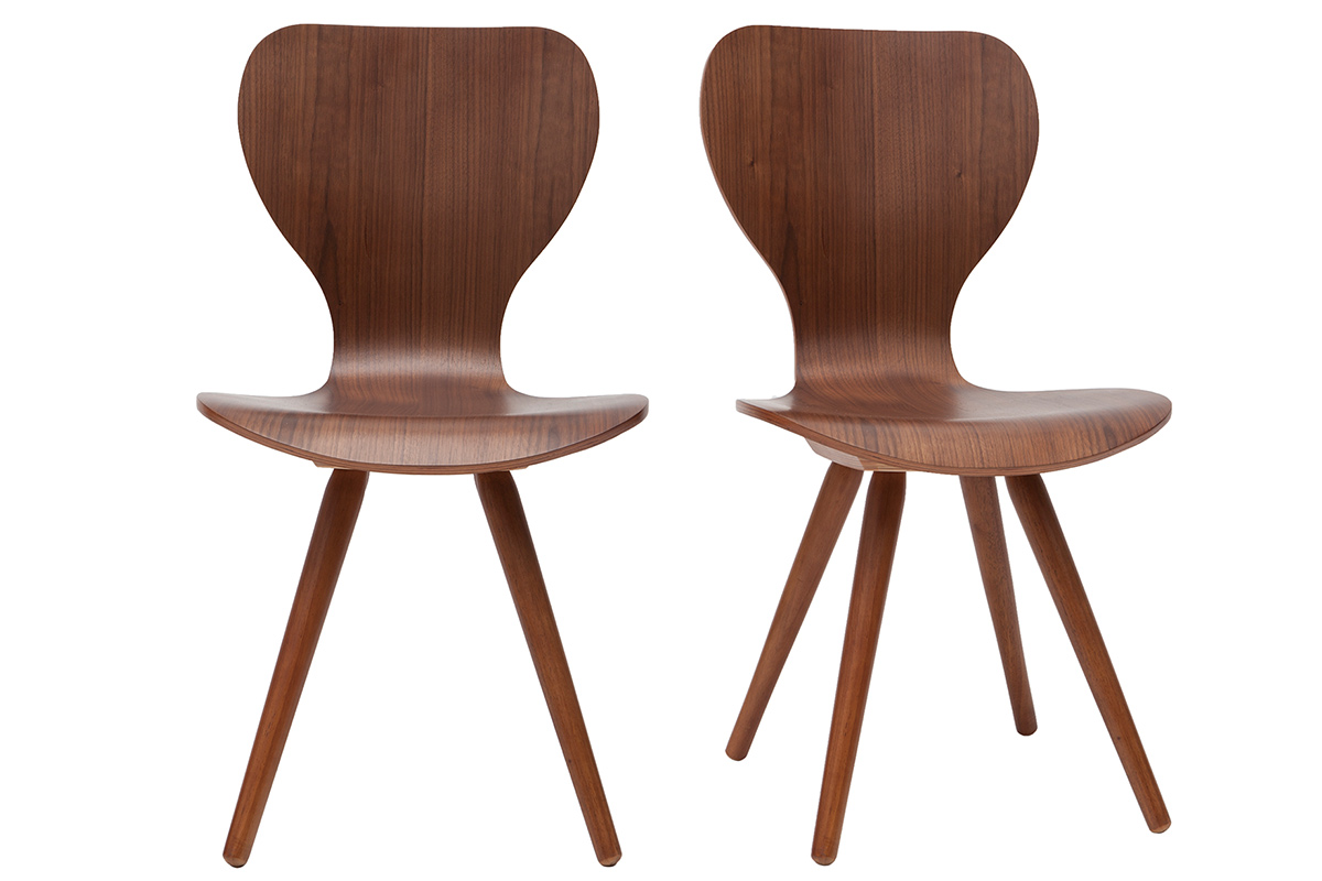 Chaises vintage bois foncé noyer (lot de 2) NORDECO