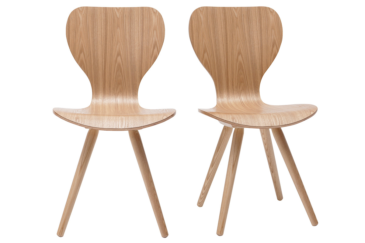 Chaises vintage en bois clair (lot de 2) NORDECO