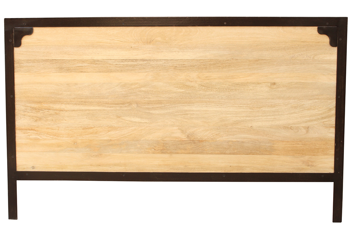 Tête de lit en bois manguier massif et métal noir L165 cm INDUSTRIA
