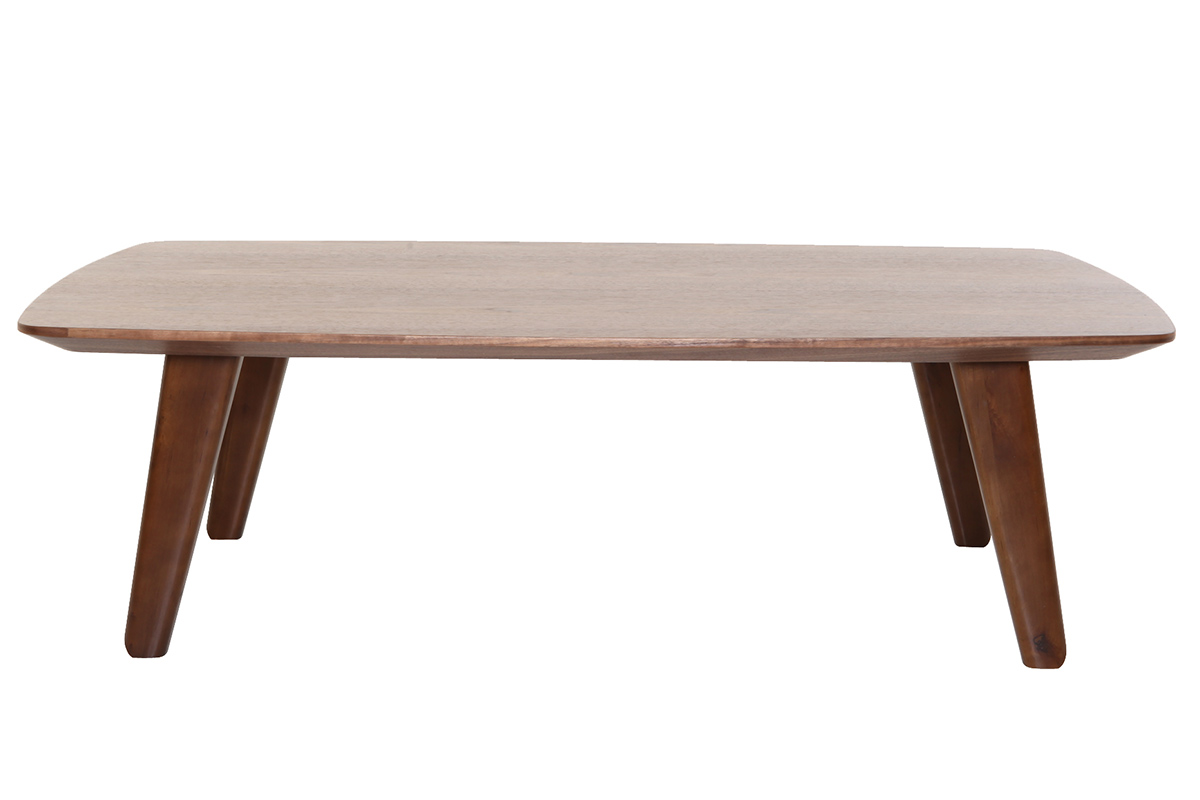 Table basse rectangulaire vintage bois foncé noyer L120cm FIFTIES