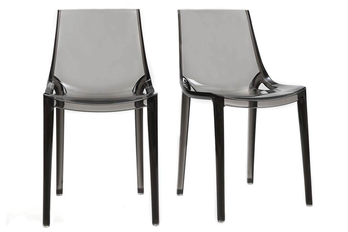Chaises design empilables gris transparent intérieur - extérieur (lot de 2) YZEL