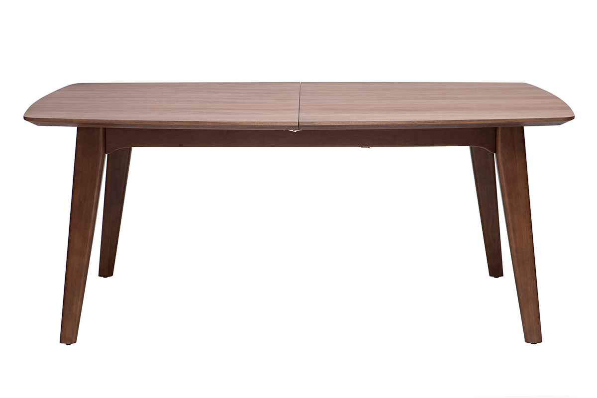 Table extensible rallonges intégrées rectangulaire en bois foncé noyer L180-230 cm FIFTIES