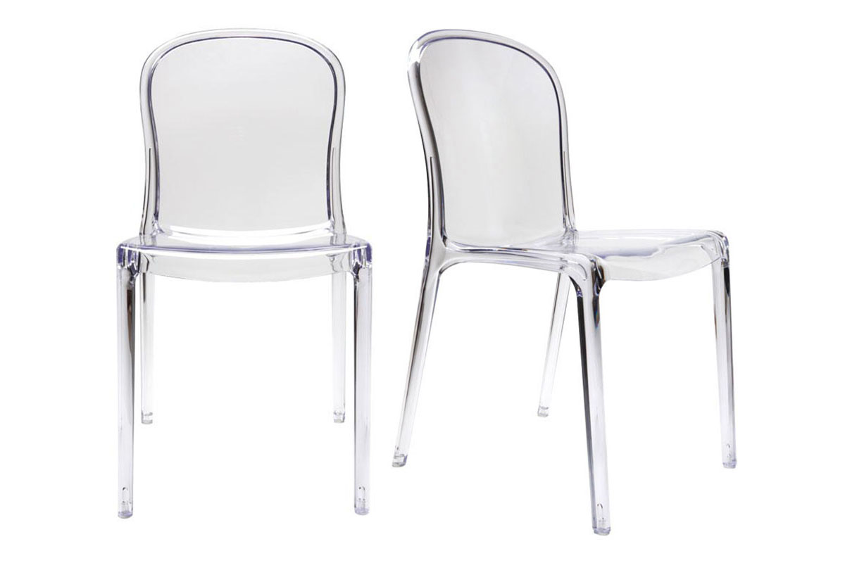 Chaises empilables design transparentes (lot de 2) THALYSSE