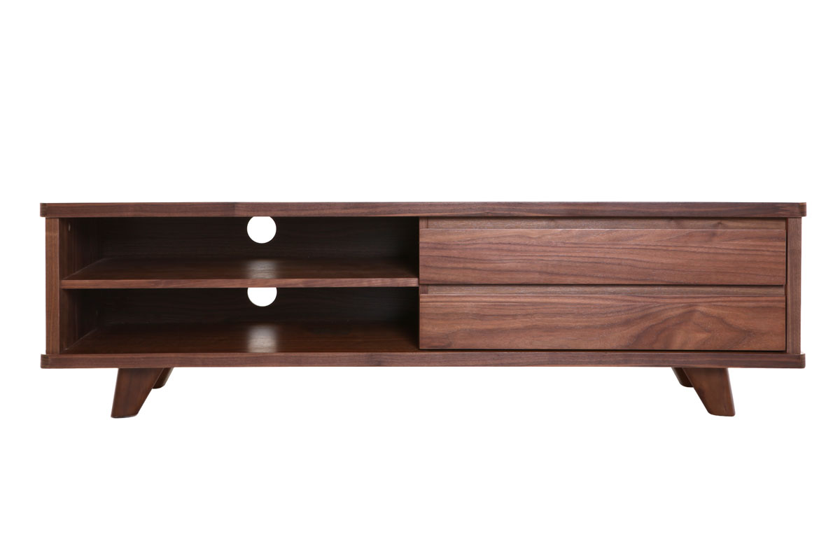 Meuble TV vintage bois foncé avec tiroirs L140 cm FIFTIES