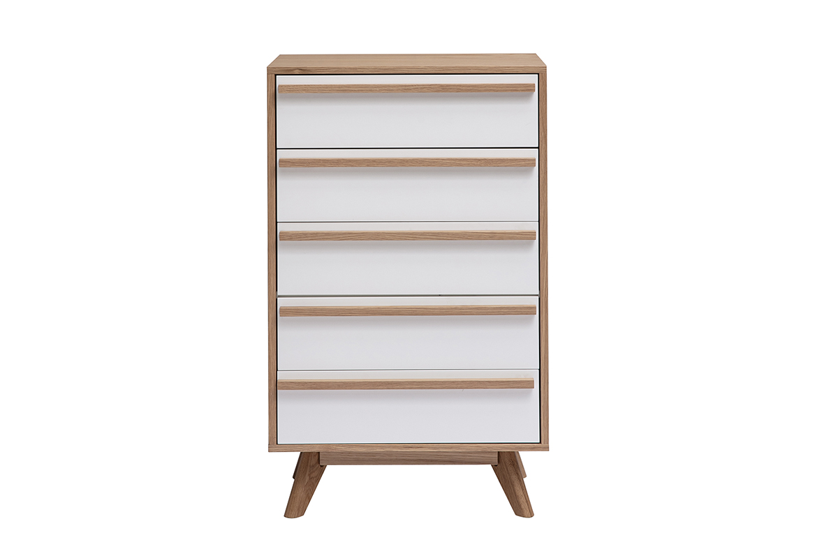 Commode chiffonnier - semainier scandinave 5 tiroirs L60 cm HELIA