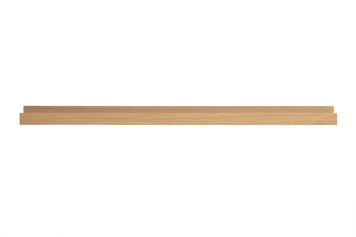 Support mural cadres photos - étagère linéaire en bois clair chêne L120 cm LINEA