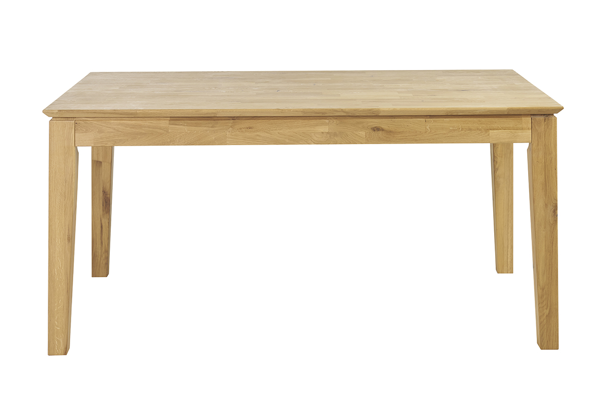 Table à manger extensible rectangulaire en bois clair chêne massif L160-220 cm YULIA
