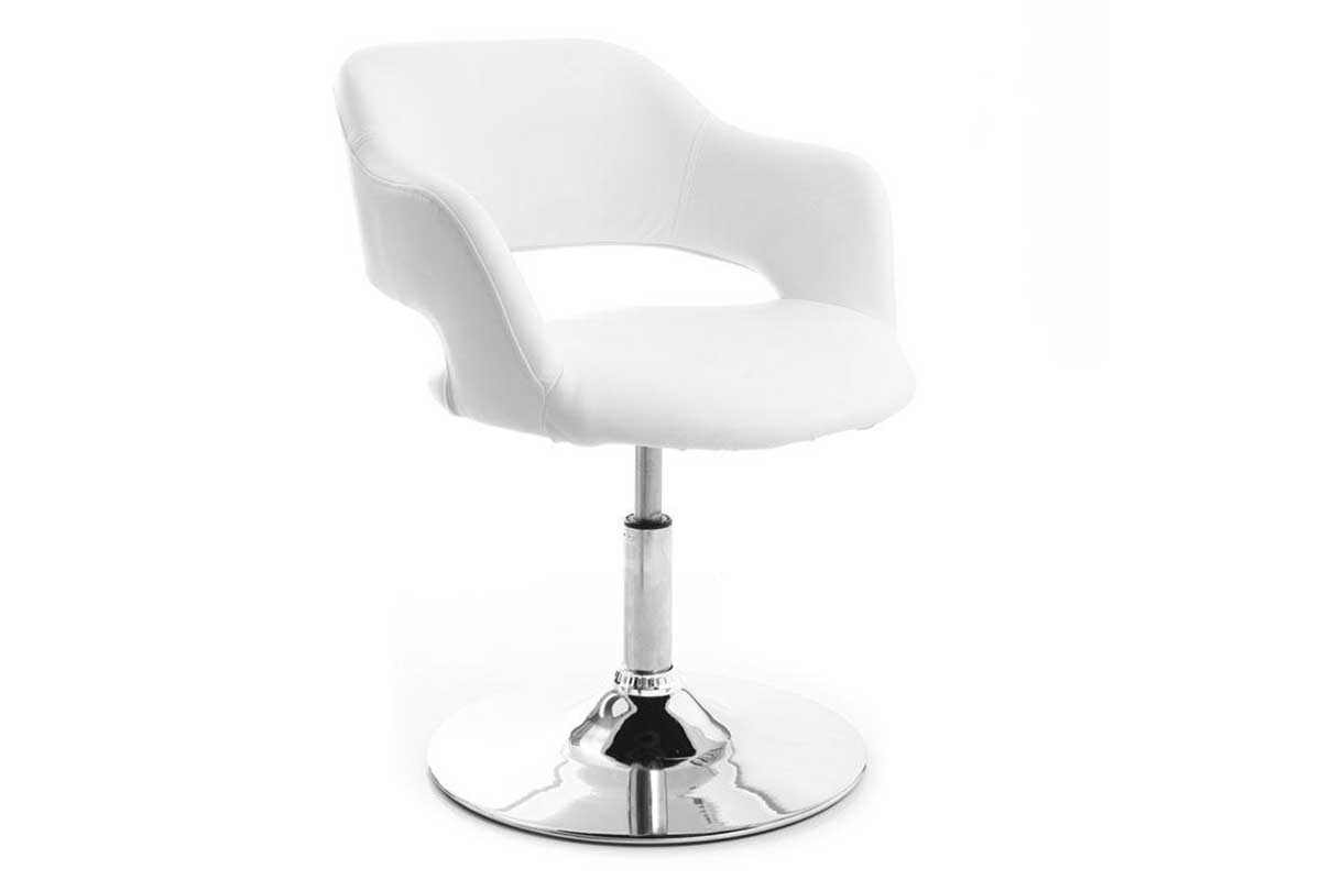 Fauteuil pivotant design blanc et acier chromé JESSY
