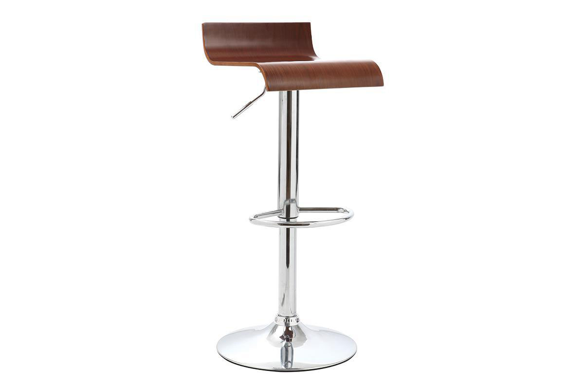 Tabouret de bar design en bois coloris noyer SURF V2