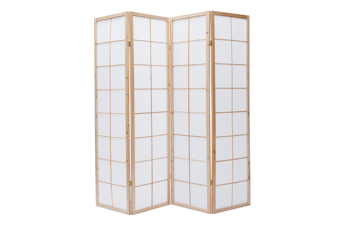 Paravent japonais en bois et papier de riz L176 cm IKUYO