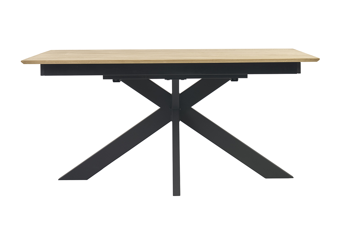 Table à manger rectangulaire extensible rallonge intégrée en bois clair chêne massif L160-245 cm AGATA