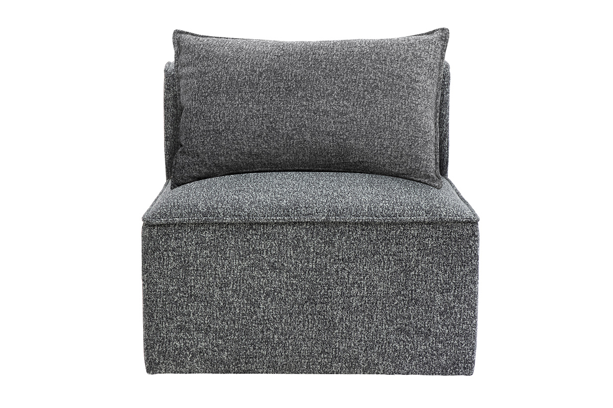 Module droit pour canapé en tissu chiné gris foncé KERRY