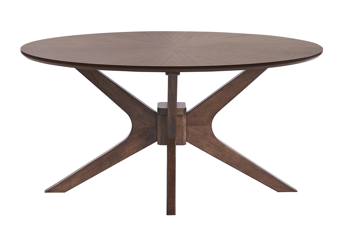 Table basse ovale bois foncé noyer L90 cm DIELLI