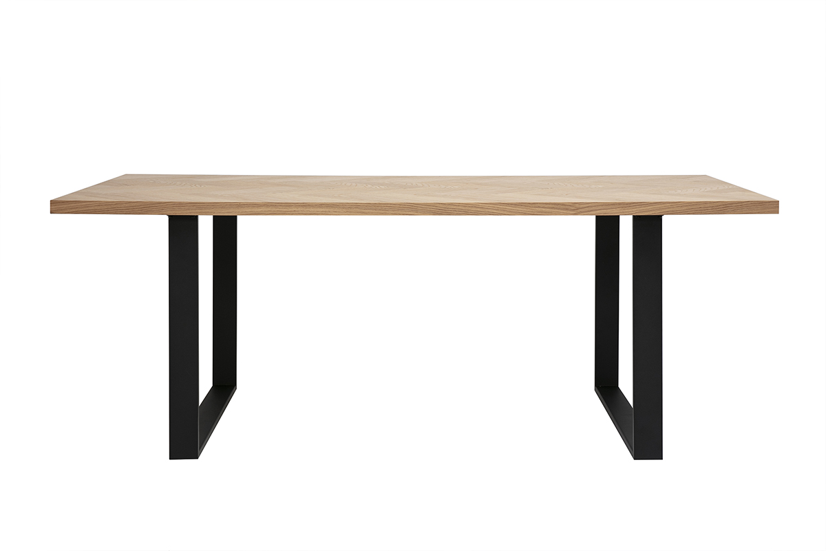 Table à manger rectangulaire finition bois chêne et métal noir L200 cm MAGDA