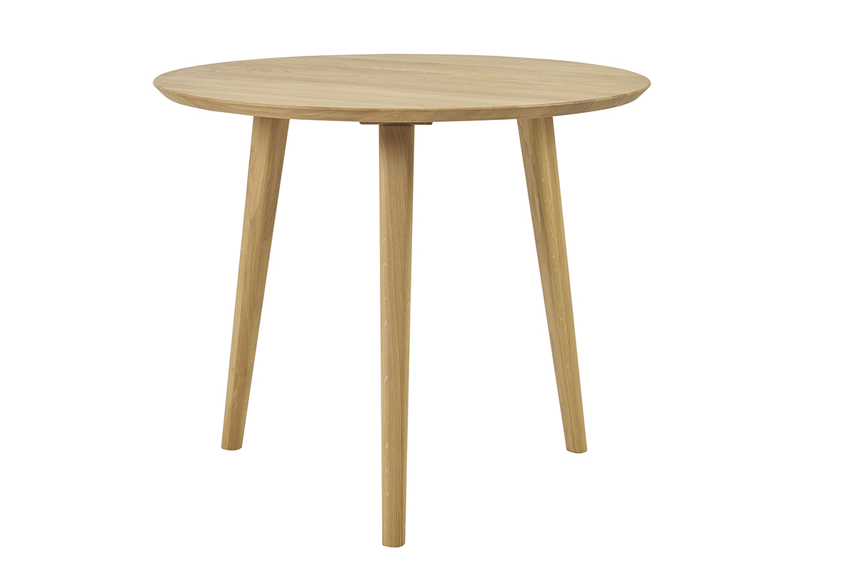 Table à manger ronde en bois clair chêne massif D90 cm OKSANA