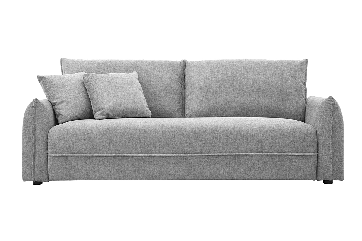 Canapé 3 places en tissu effet velours texturé gris PIO