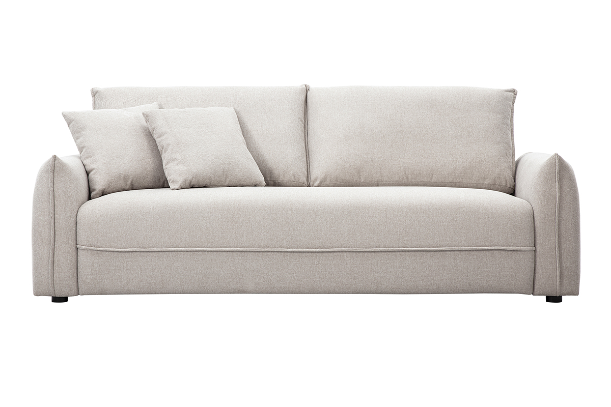 Canapé 3 places en tissu effet velours texturé beige PIO