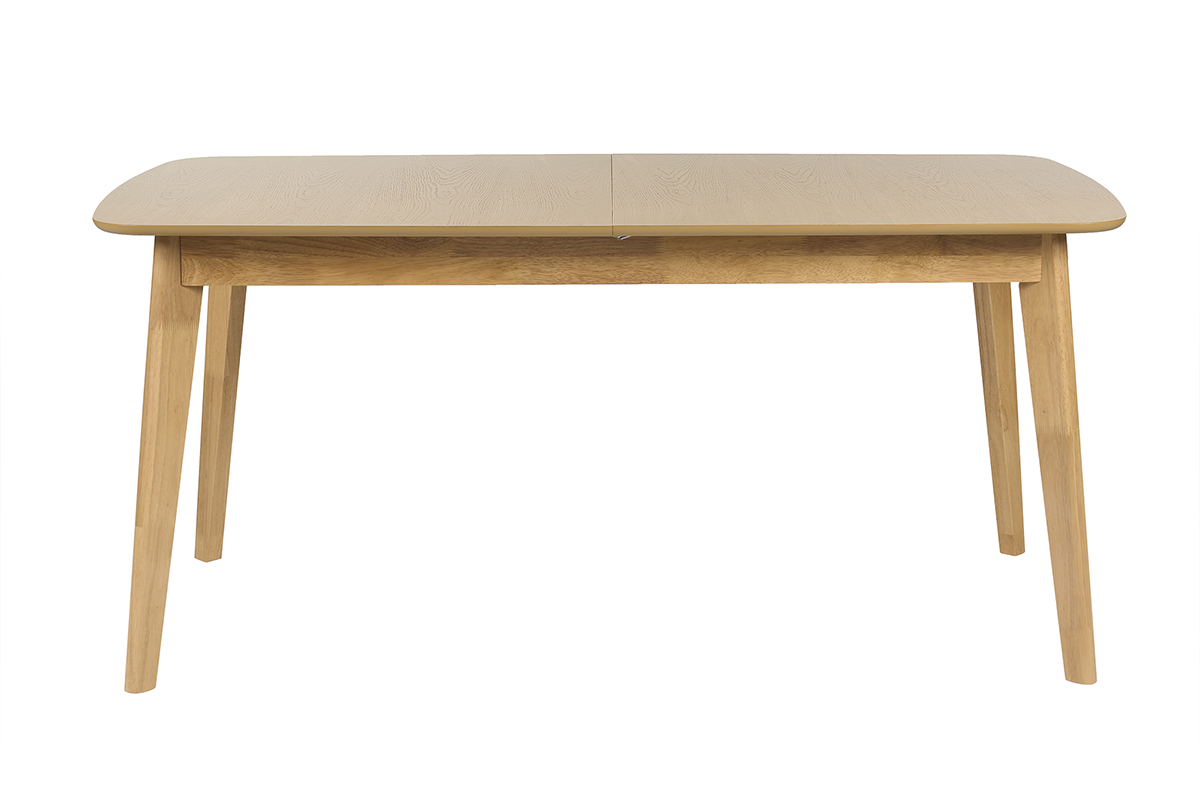 Table à manger extensible scandinave rallonges intégrées en bois clair chêne L168-228 cm LEENA