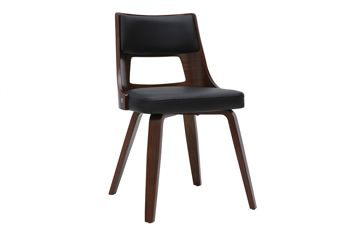 Sedia vintage nera e legno scuro GARBO