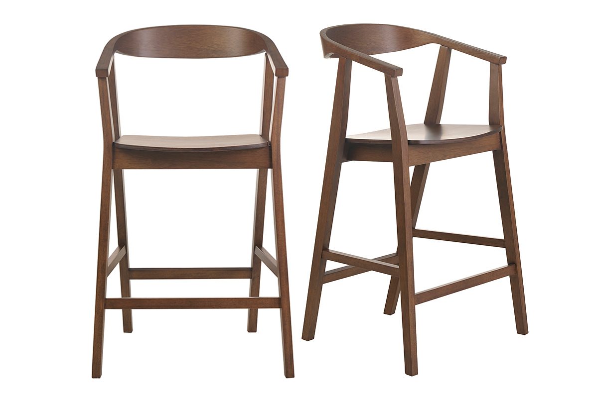 Tabourets de bar scandinaves en bois foncé H66.5 cm (lot de 2) BAHIA