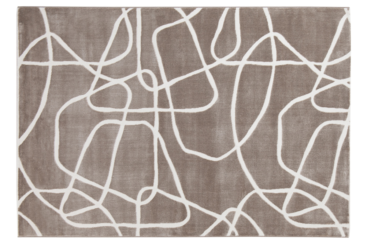 Tapis rectangulaire taupe à motifs line art 160 x 230 cm APOLLINE