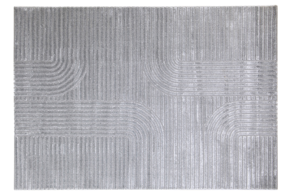 Tapis graphique rectangulaire gris 160 x 230 cm MAGNUS