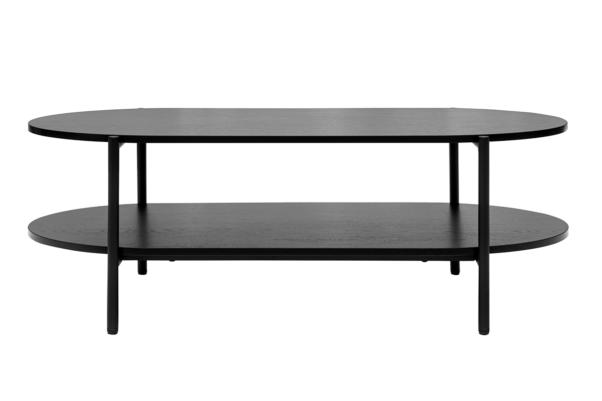 Table basse ovale finition bois noir et métal L115 cm BRUNA