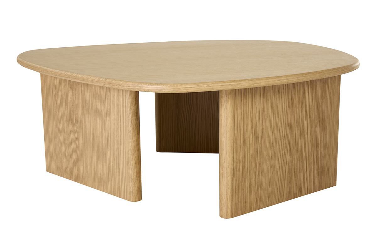Table basse forme organique en bois clair chêne L85 cm ONDINE