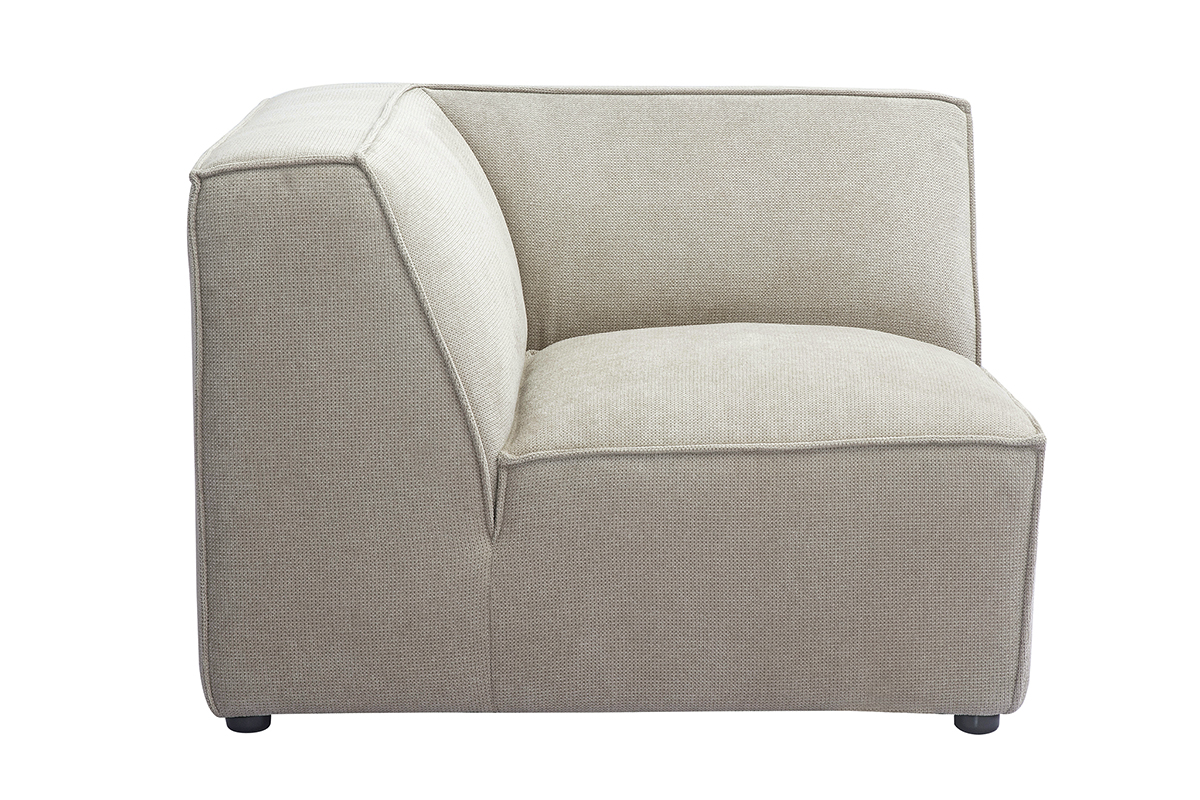 Module d'angle central pour canapé en tissu chenille beige SPLIT