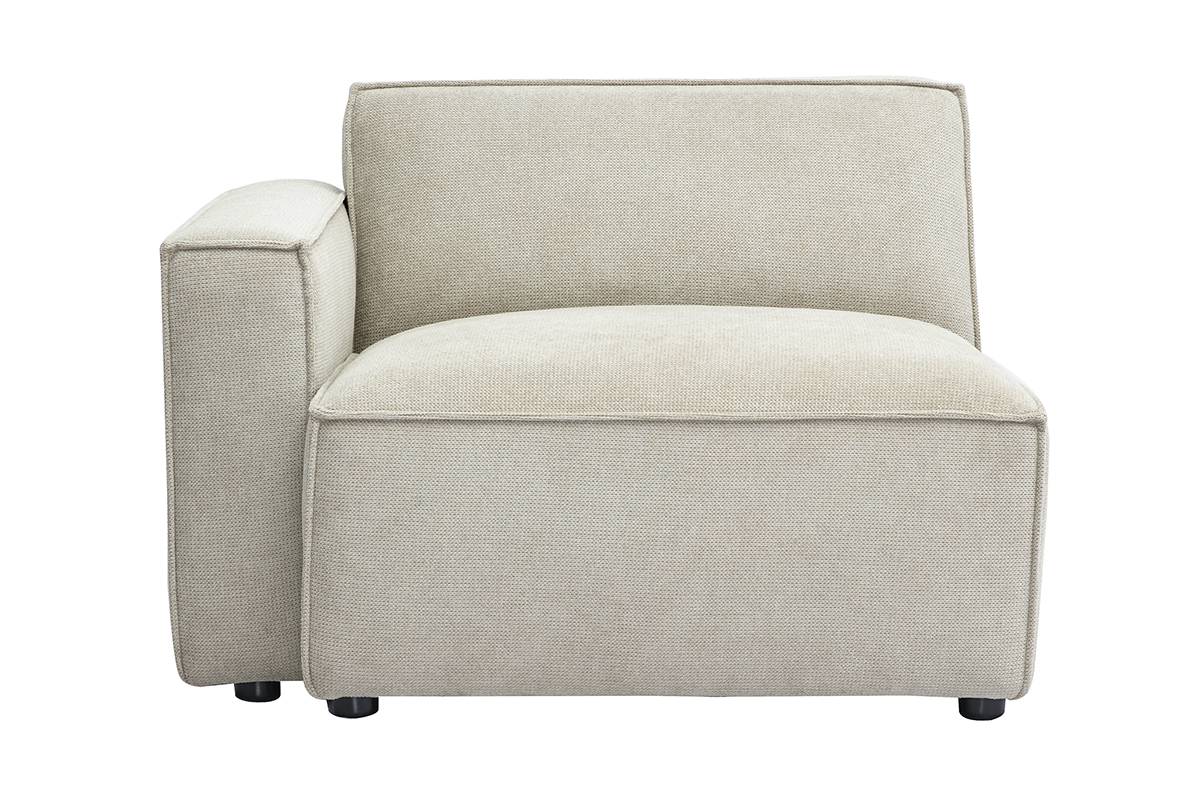 Modulo angolare sinistro per divano in tessuto ciniglia beige SPLIT