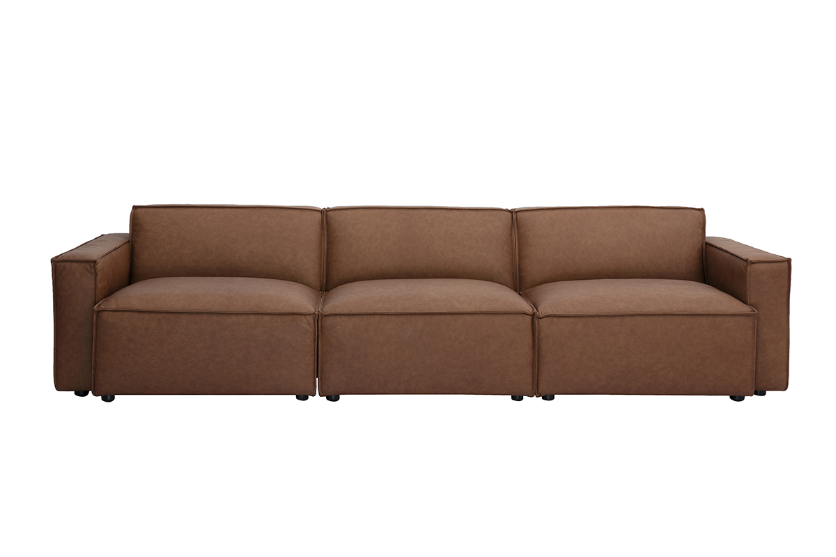 Canapé modulable vintage 4 places en cuir marron SPLIT