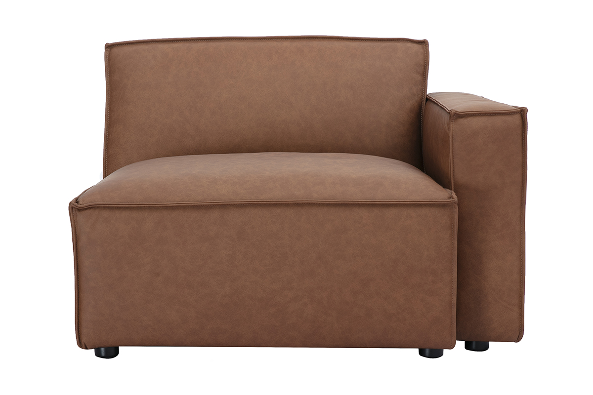 Module d'angle droit pour canapé en cuir marron SPLIT