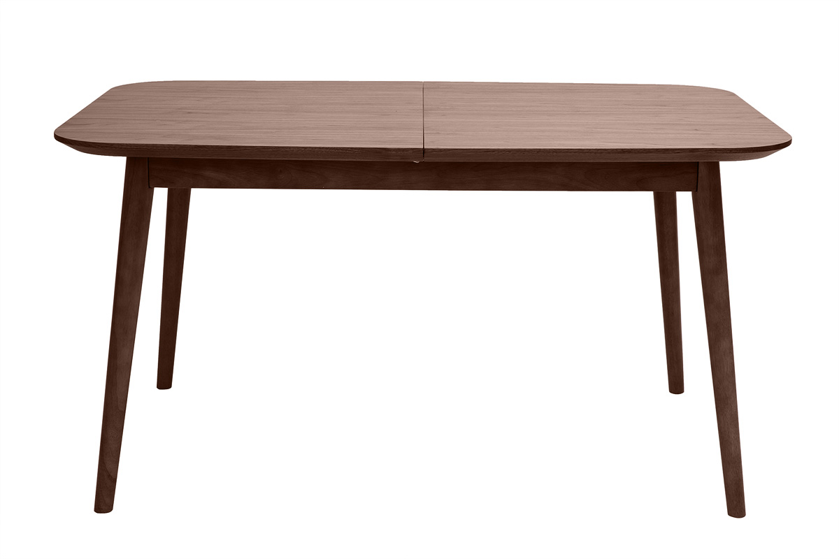 Table extensible rallonges intégrées rectangulaire en bois foncé noyer L140-170 cm ANK
