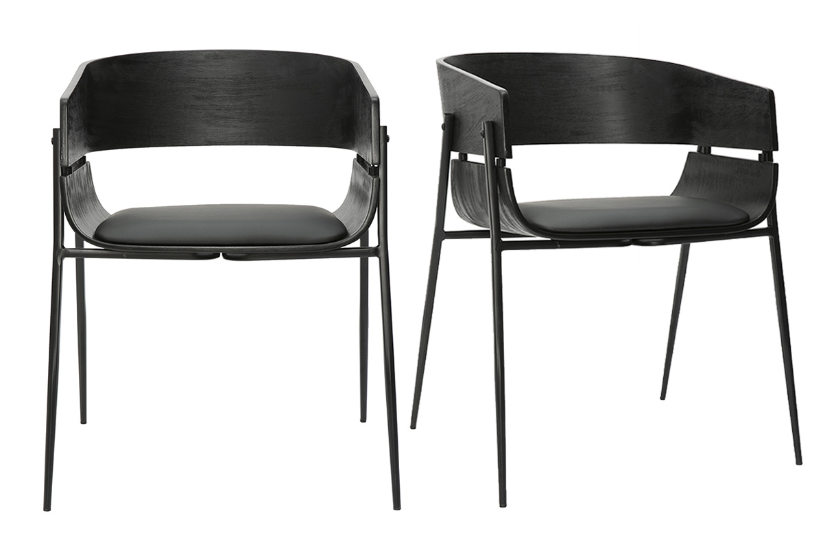 Chaises design noires (lot de 2) WESS