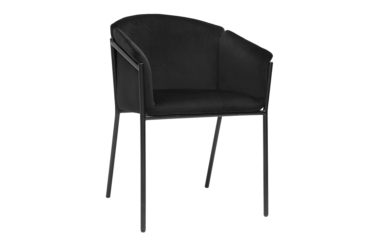 Chaise design noire en tissu velours et métal BRIANE
