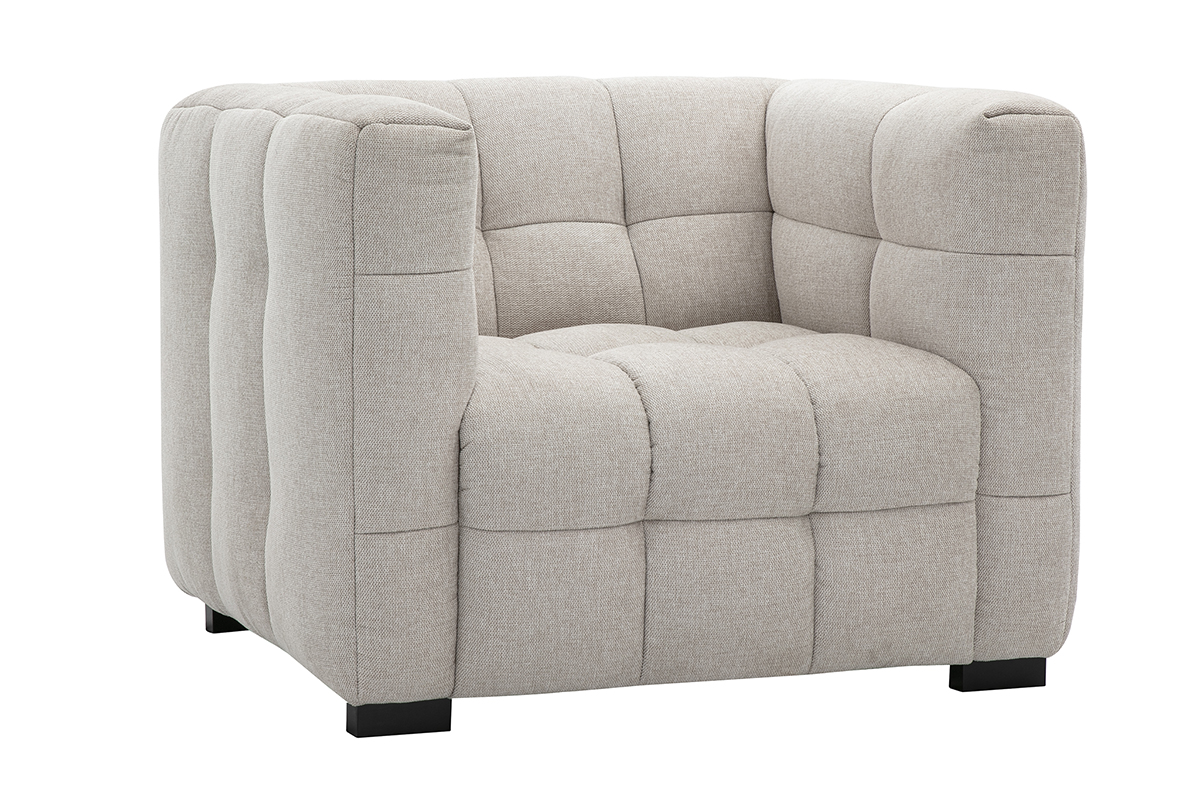 Fauteuil design en tissu effet velours texturé beige CORTO