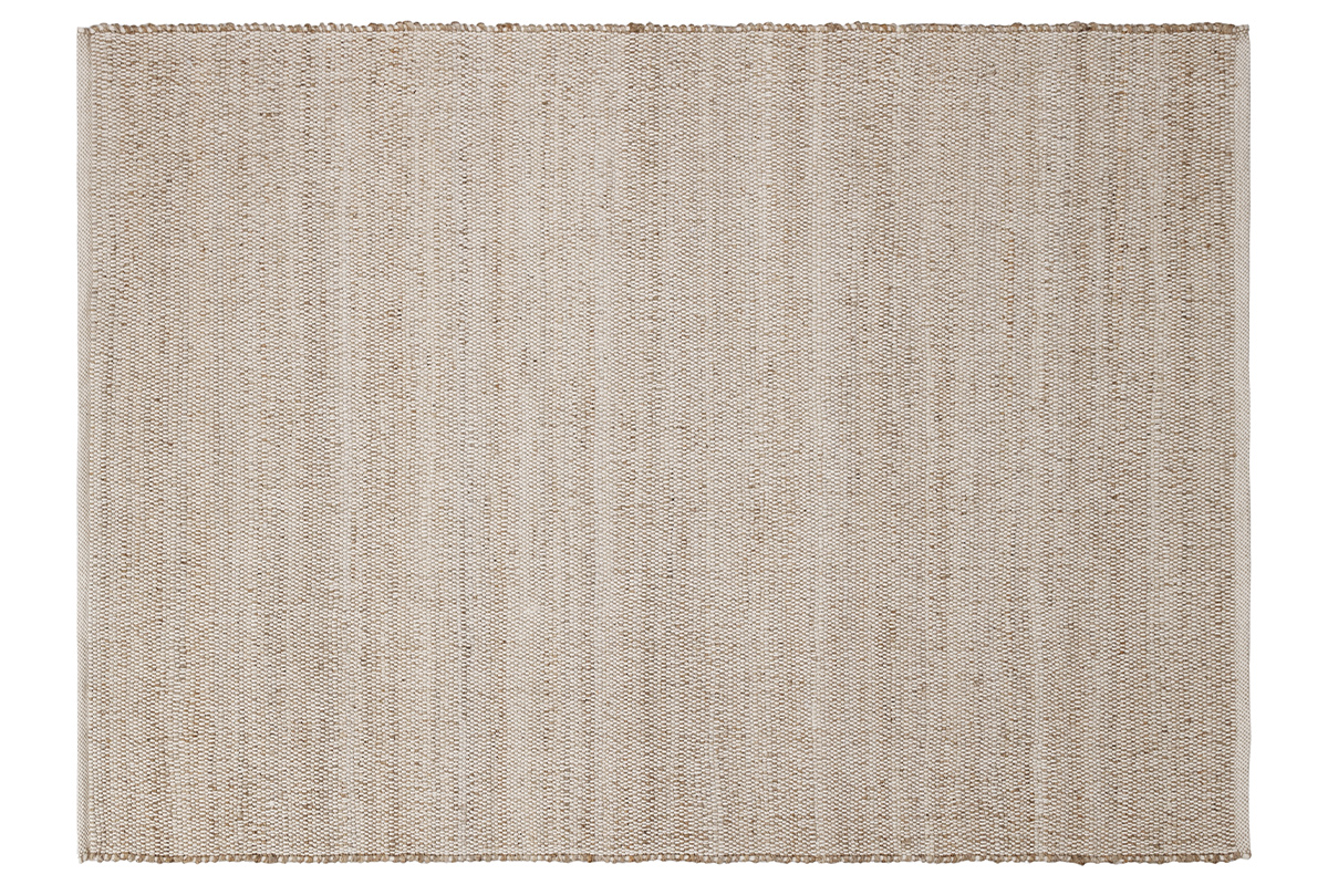 Tapis rectangulaire beige en jute et coton tissé 160 x 230 cm CAMAO