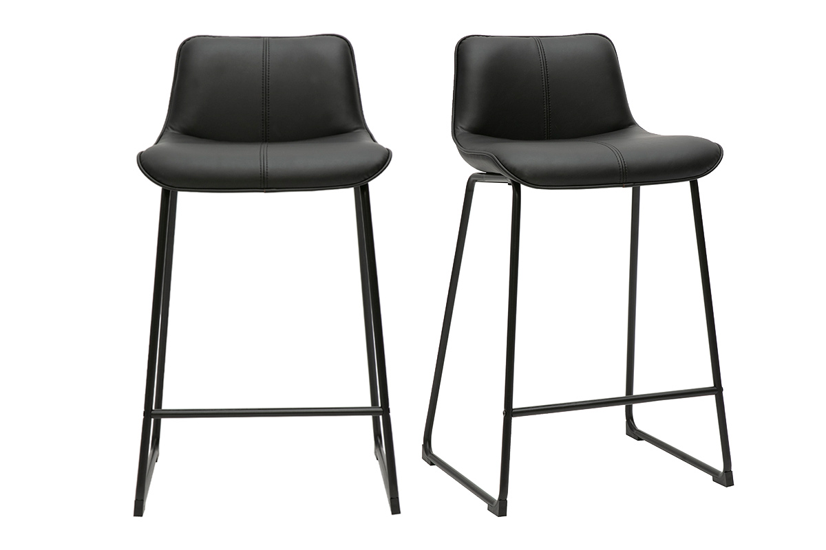 Sgabelli da bar neri e metallo H65 cm (confezione da 2) BOOST
