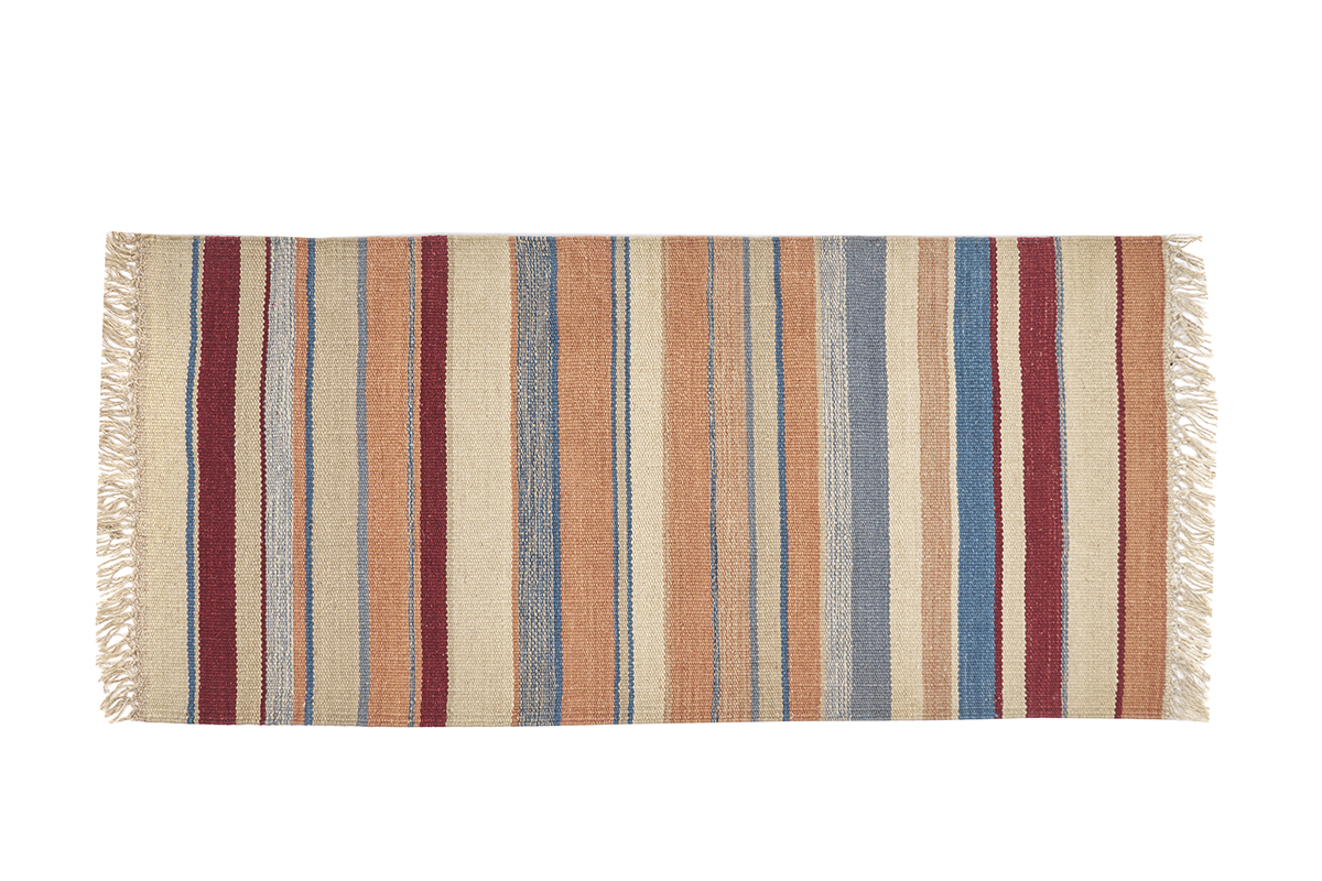 Tapis rectangulaire rayé multicolore en coton 60 x 120 cm SUPLA