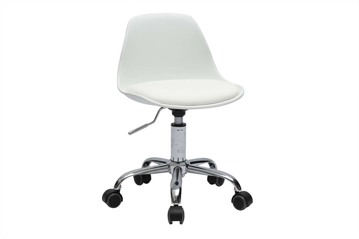Fauteuil de bureau blanc enfant à roulettes STEEVY